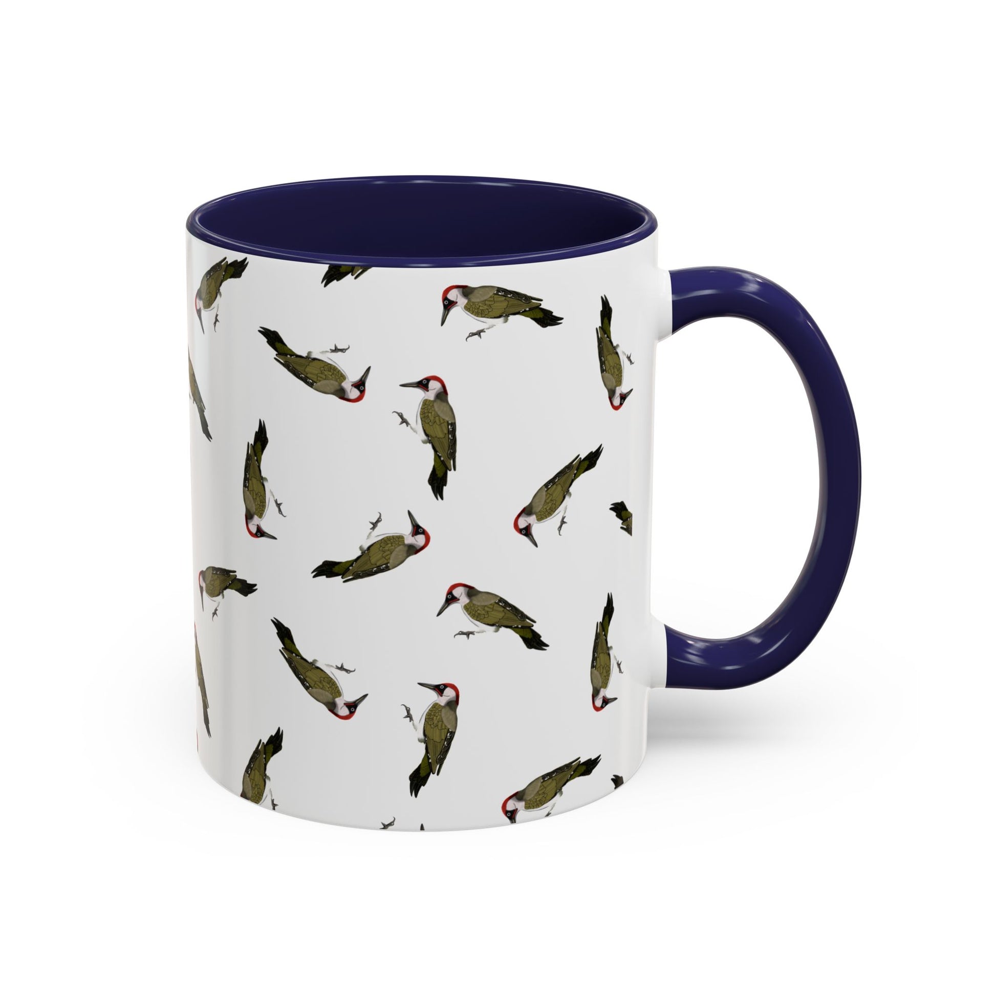 Grünspecht Tasse mit Streumuster | Vogelmotiv Kaffeebecher für Vogelbeobachter & Naturfreunde in Light Green