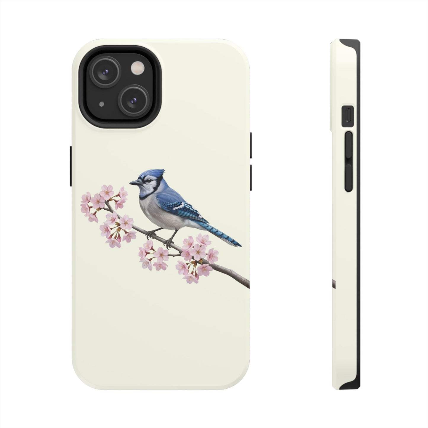 Blue Jay & Cherry Blossom Tough iPhone Case Creamy White