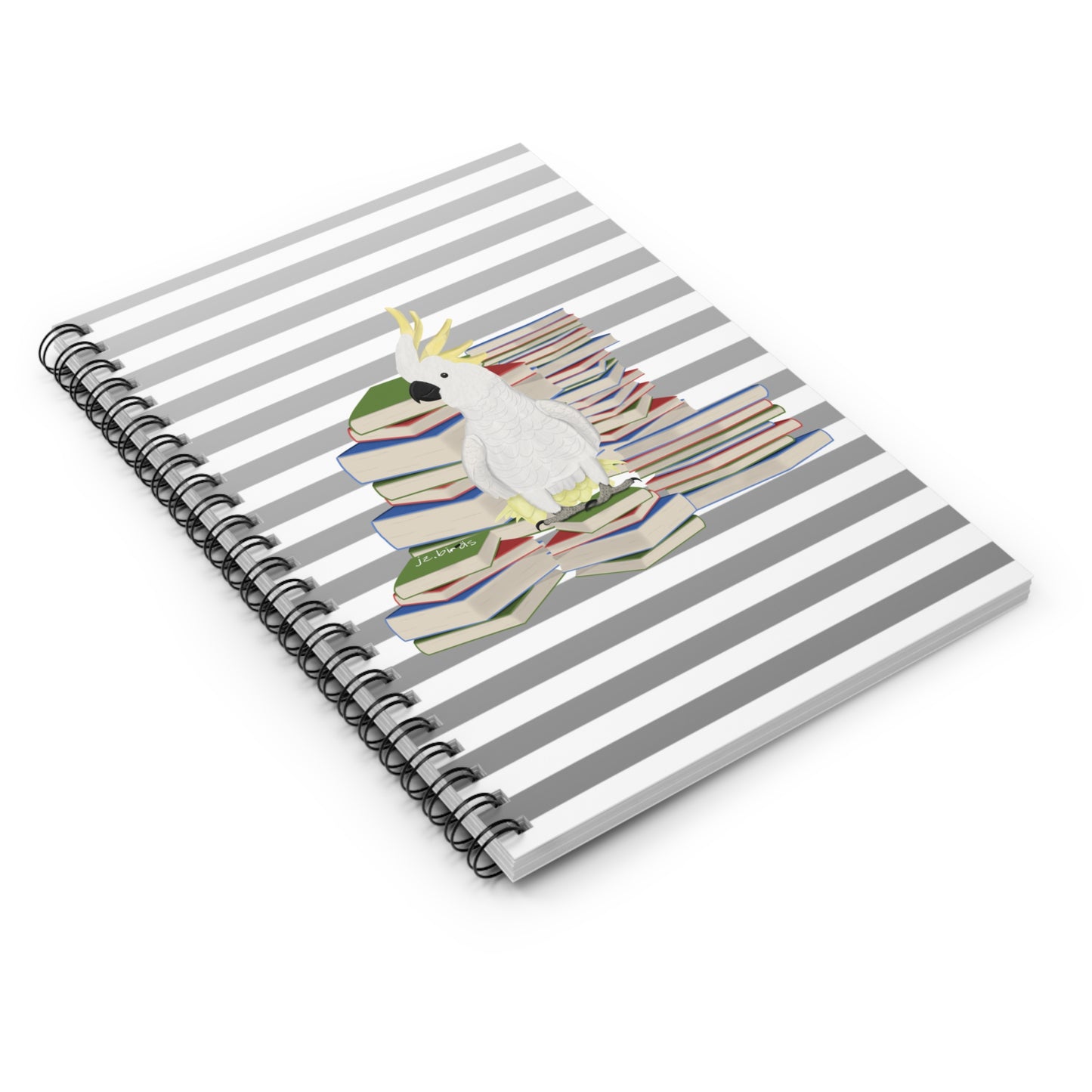 Cockatoo Bird with Books Birdlover Bookworm Spiral Notebook Ruled Line 6" x 8"