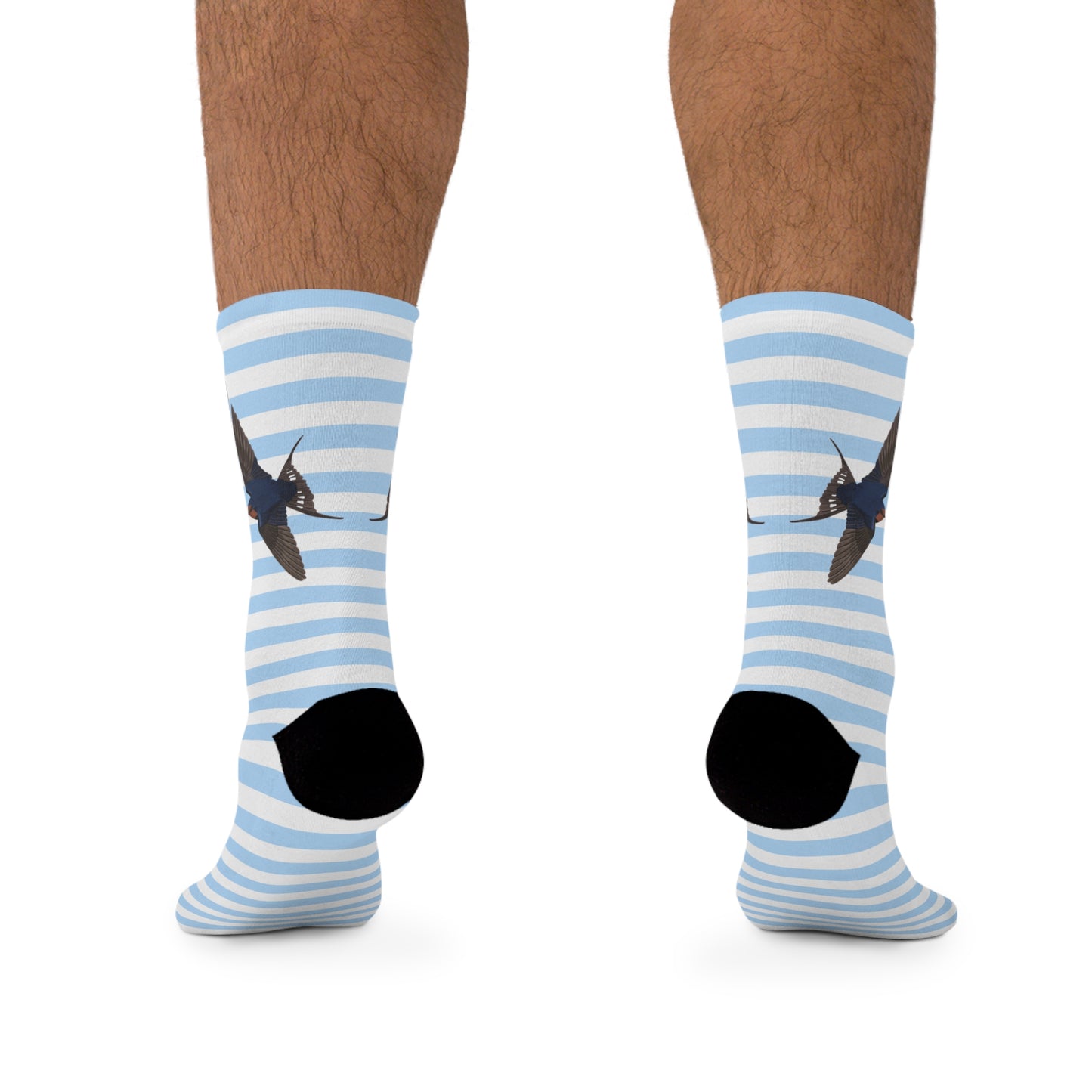 Barn Swallow Stripes Blue White Birding & Birdwatching Bird Socks