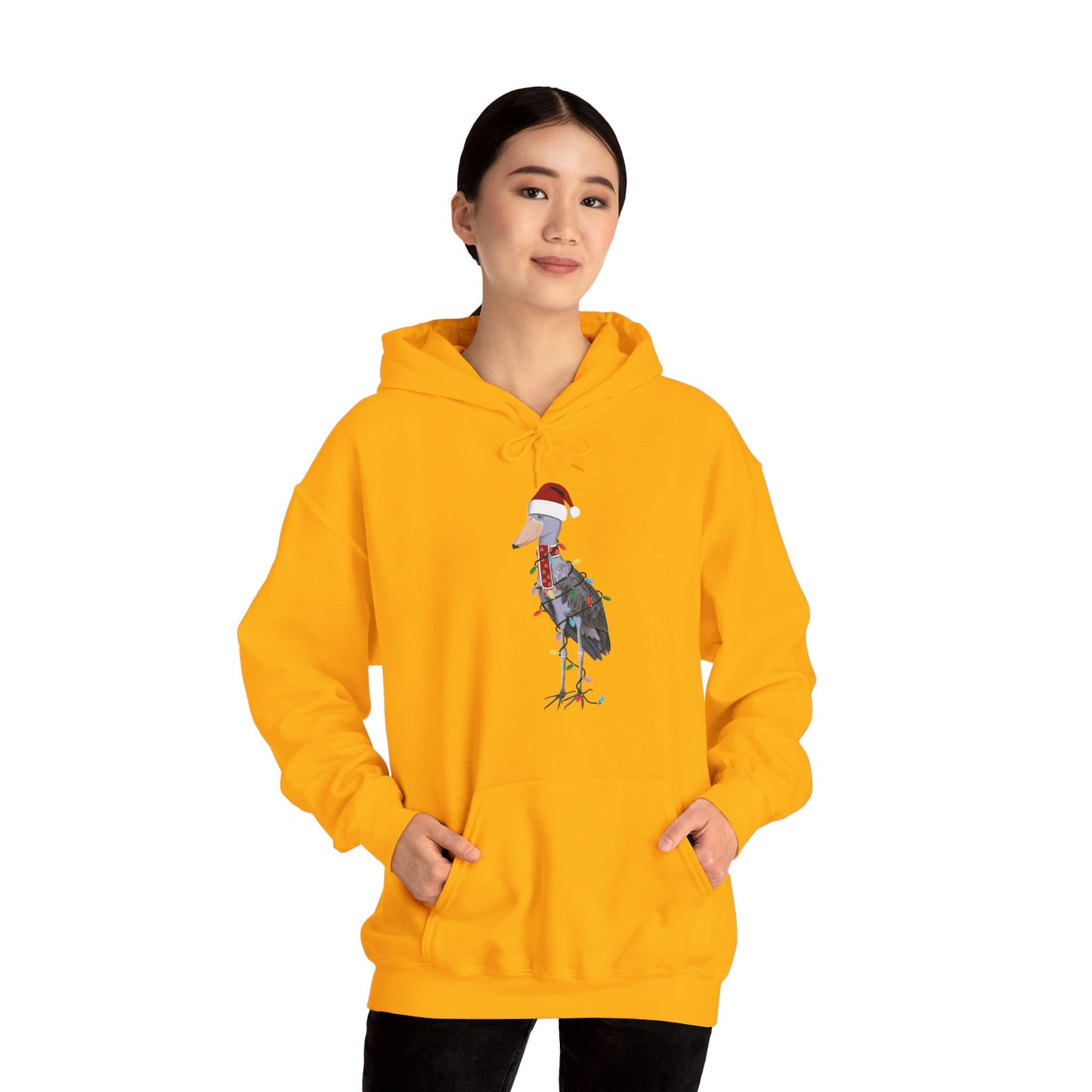 Shoebill with Fairy Lights Christmas Bird Hoodie