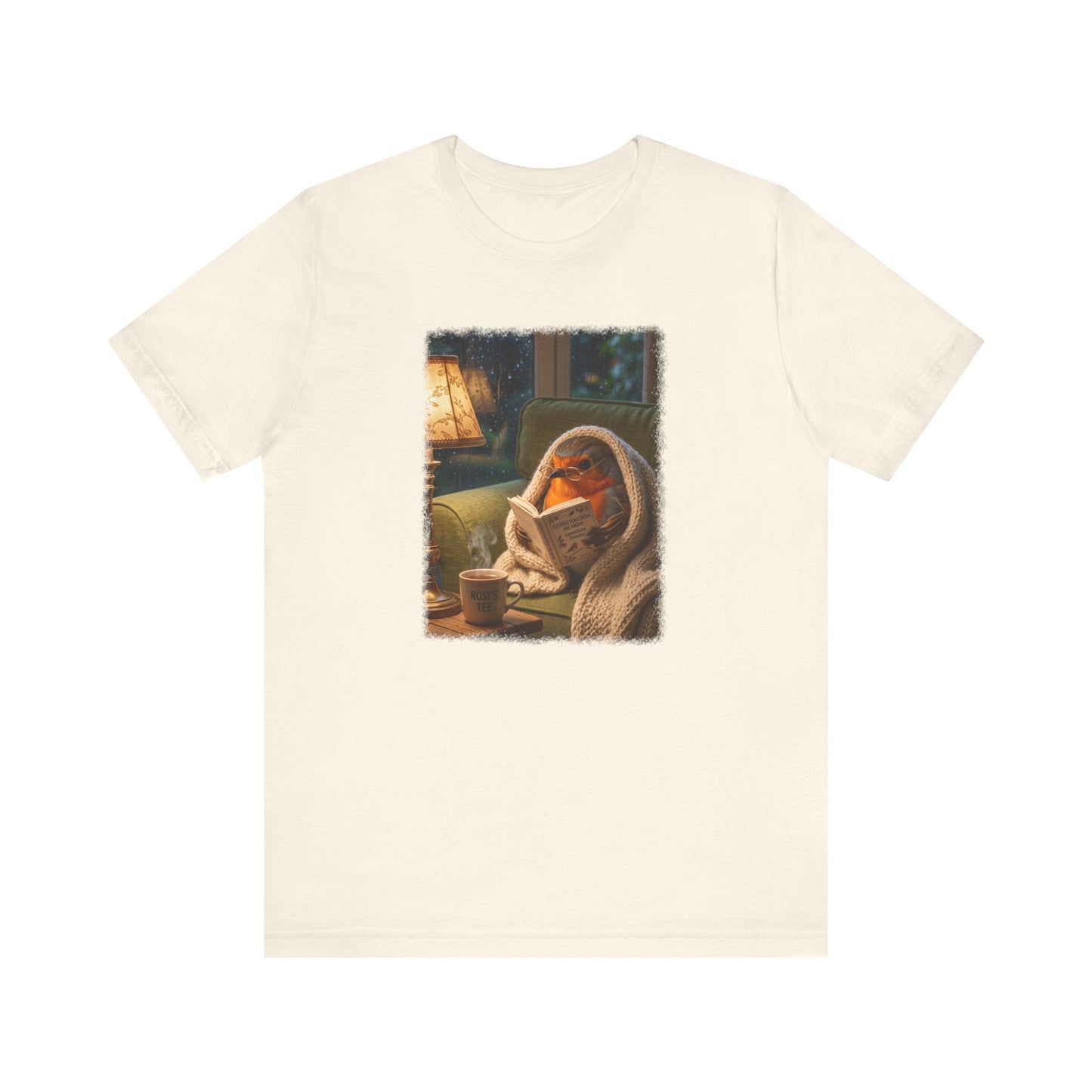 Gemütliches Rotkehlchen T-Shirt mit Lese-Motiv | Süßes Vogel-Shirt für Buchliebhaber & Cozy Vibes