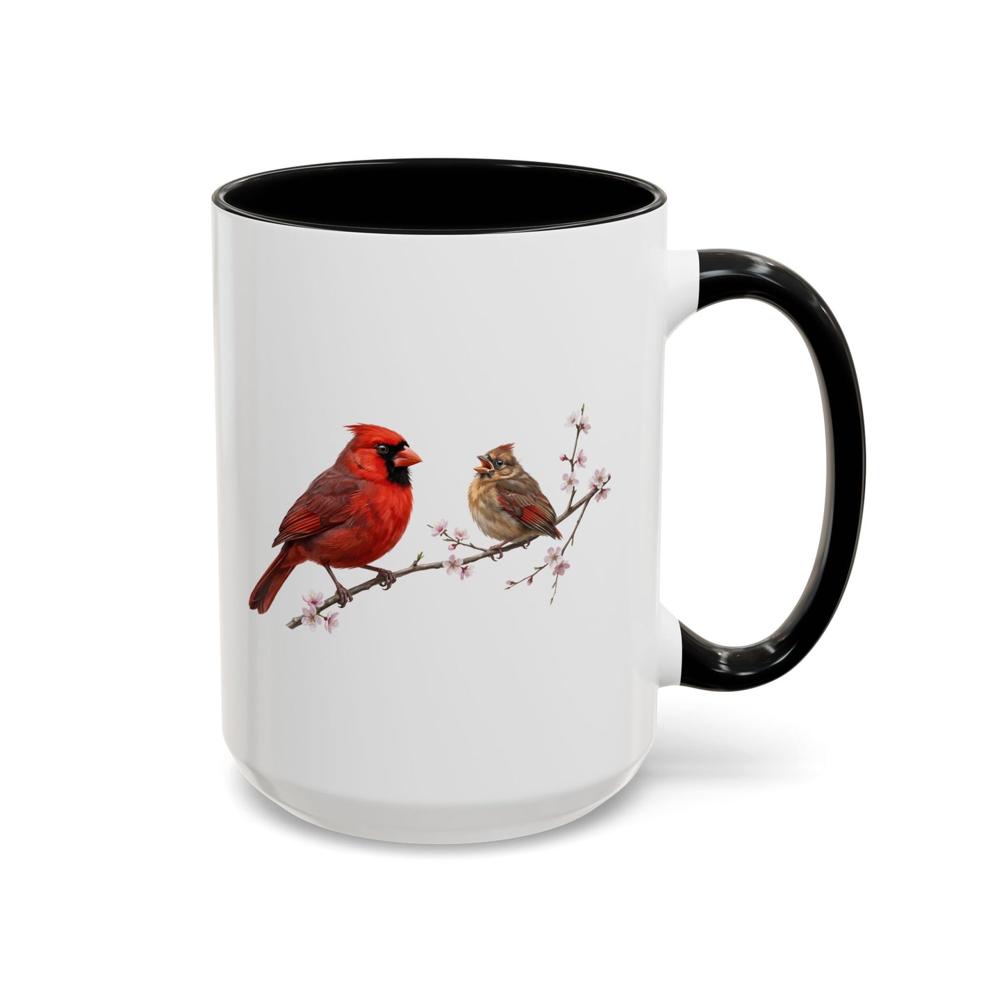 Northern Cardinal & Fledgling Two-Tone Mug | Spring Bird Lover Gift