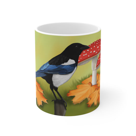 Magpie Bird Fall Edition Ceramic Mug 11oz