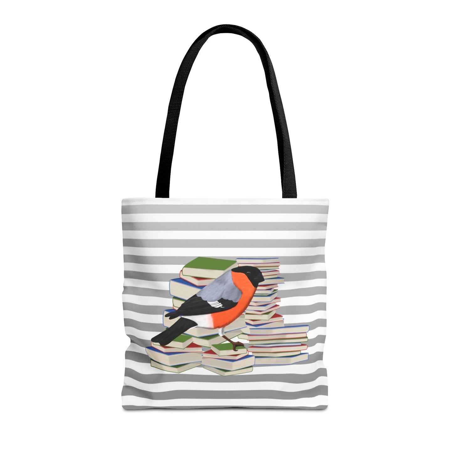 bullfinch bird books tote bag
