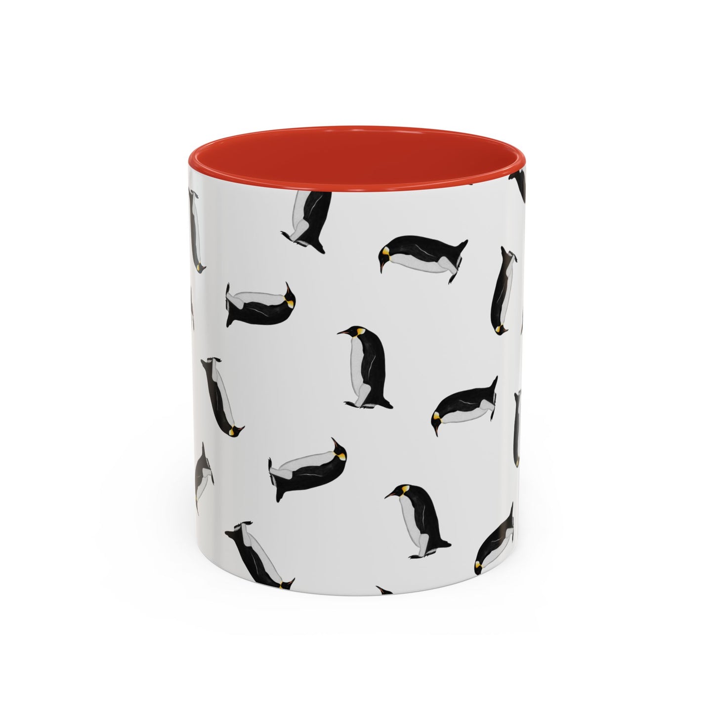 Pinguin Tasse mit Streumuster | Vogelmotiv Kaffeebecher für Vogelbeobachter & Naturfreunde – Accent Coffee Mug, Birds Design