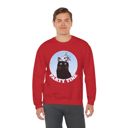 Black Cat Celebrating Party Time Cat Lover Sweatshirt