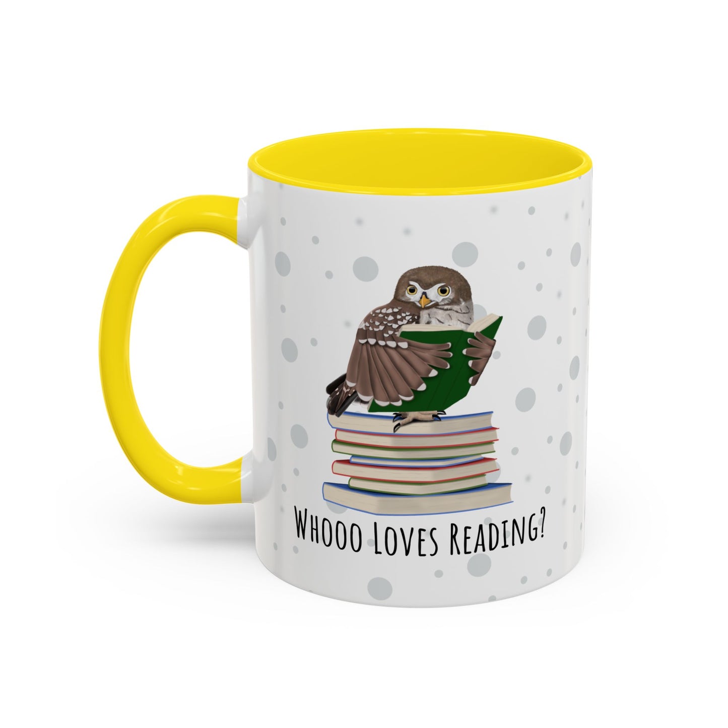Whooo Loves Reading Owl Teacher Mug – Two-Tone Librarian & Book Lover Cup
