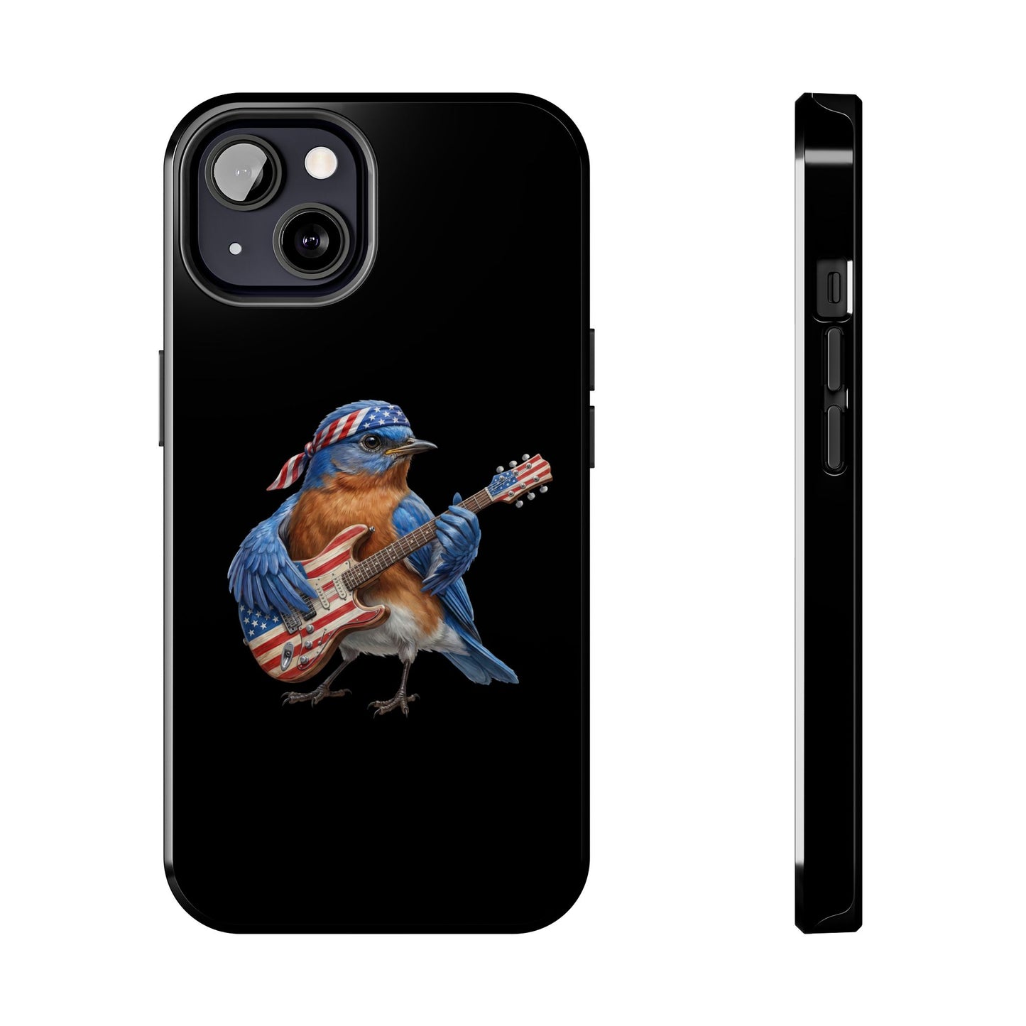Bluebird with Guitar iPhone Case – Premium Tough Phone Cover Black