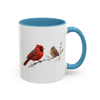 Northern Cardinal & Fledgling Two-Tone Mug | Spring Bird Lover Gift