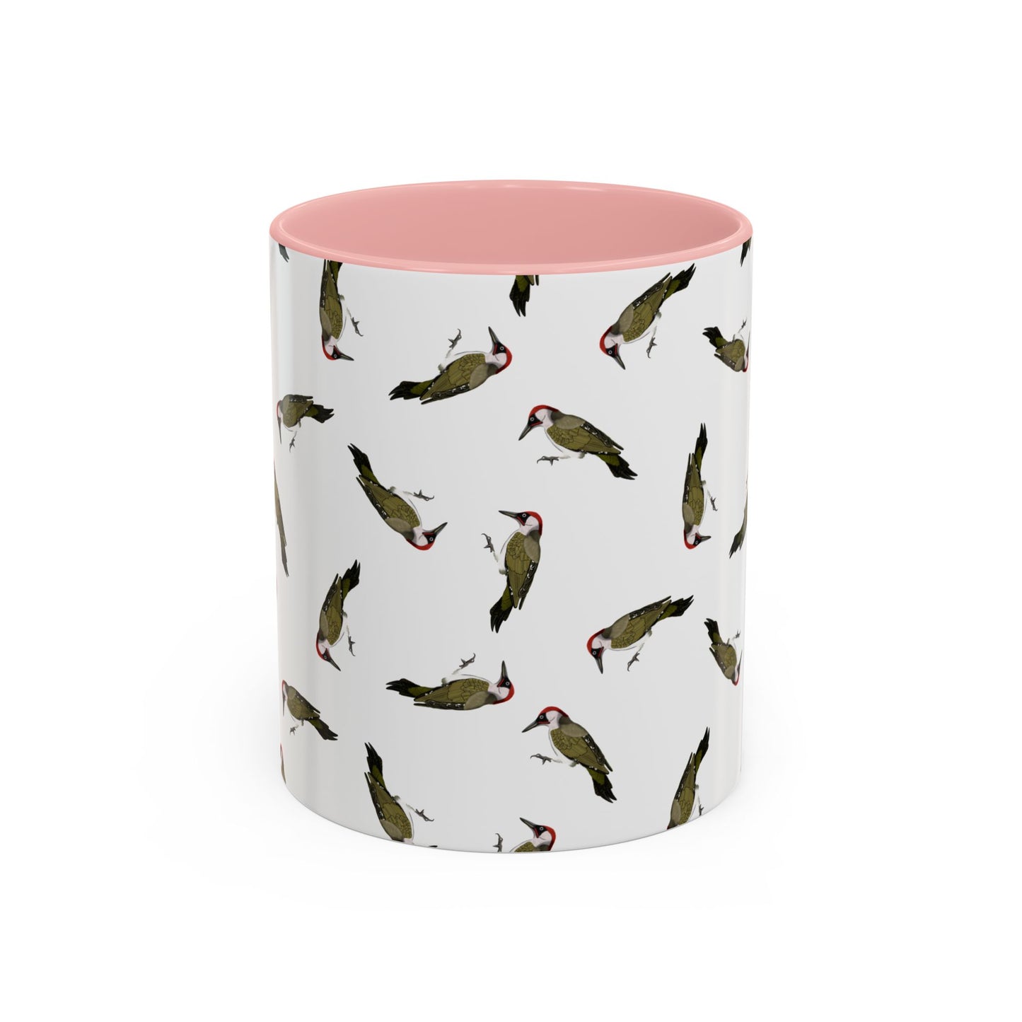 Grünspecht Tasse mit Streumuster | Vogelmotiv Kaffeebecher für Vogelbeobachter & Naturfreunde in Light Green