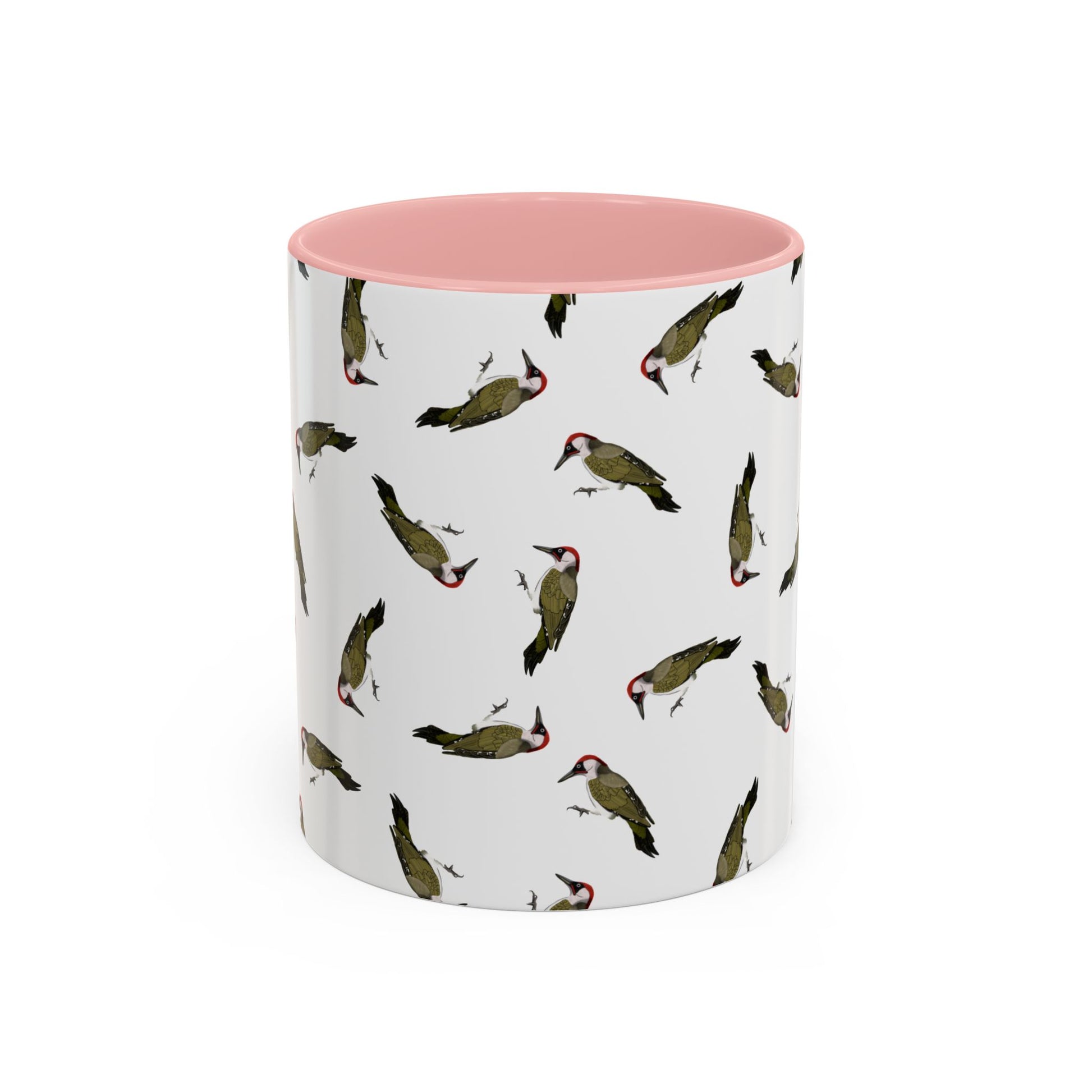 Grünspecht Tasse mit Streumuster | Vogelmotiv Kaffeebecher für Vogelbeobachter & Naturfreunde in Light Green