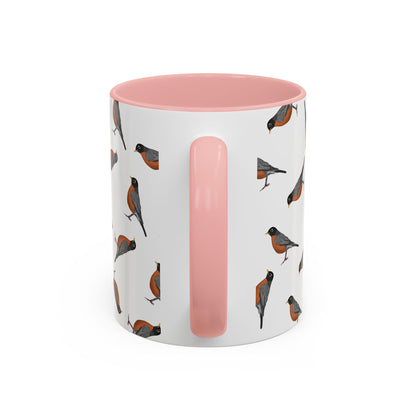 American Robin All-Over Pattern Accent Mug | Colorful Bird Lover Gift for Birdwatchers