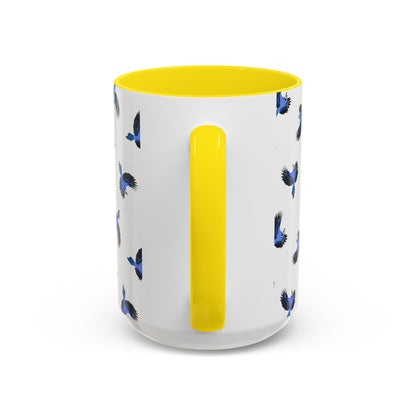 Blue Jay All-Over Pattern Accent Mug | Colorful Bird Lover Gift for Birdwatchers