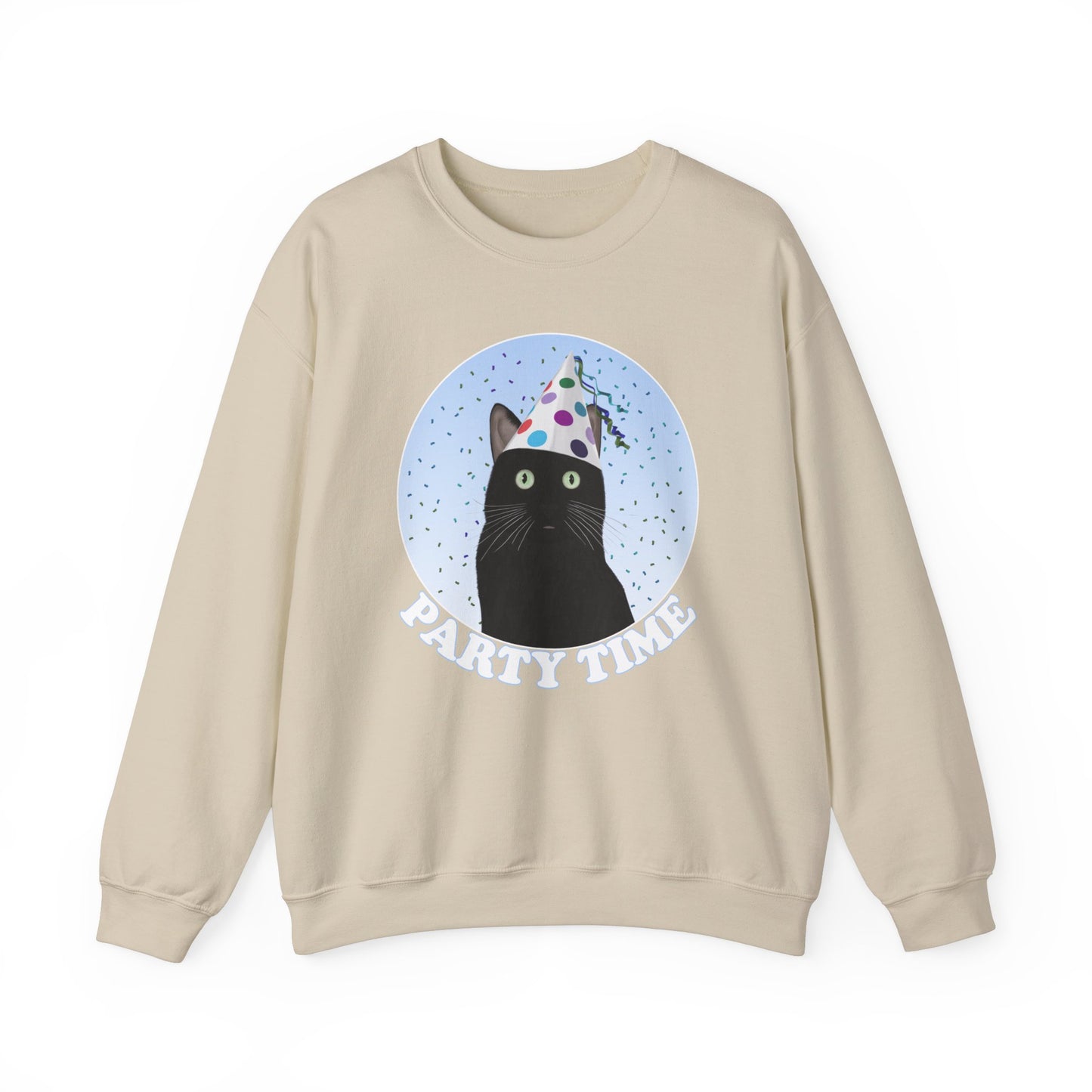 Black Cat Celebrating Party Time Cat Lover Sweatshirt