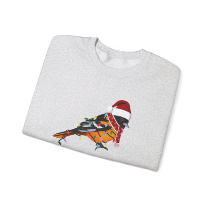 Baltimore Oriole with Fairy Lights Santa Claus Christmas Bird Sweatshirt