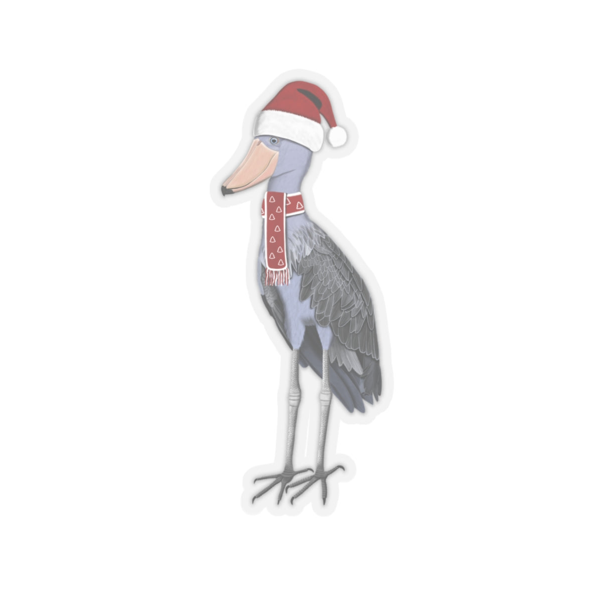 Shoebill with Santa Claus Hat and Scarf Christmas Bird Sticker