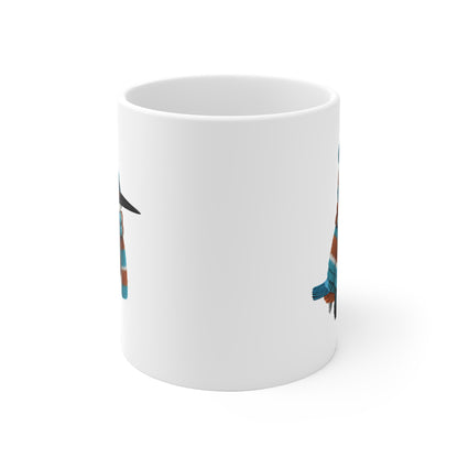 Eisvogel mit Strickpullover Weihnachtliche Tasse mit Vogelmotiv – Ideal für Kakao & Kaffee