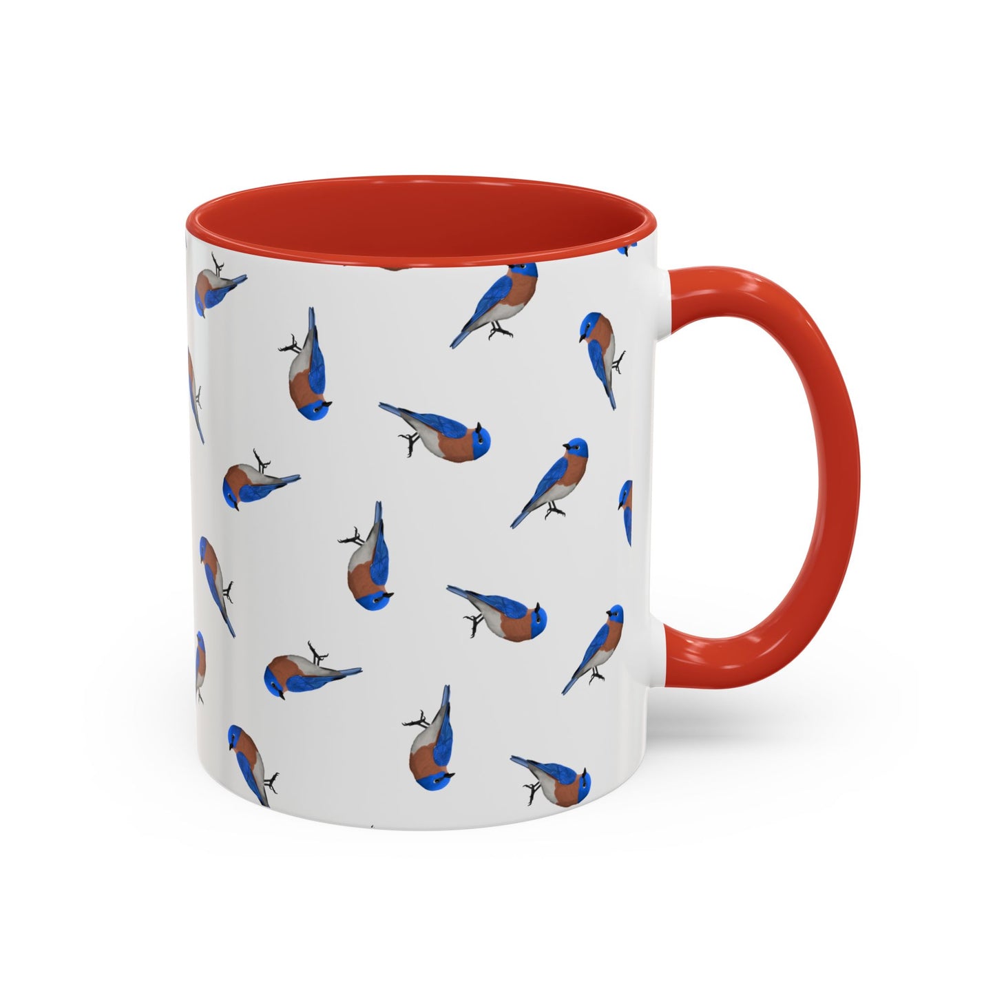 Bluebird All-Over Pattern Accent Mug | Colorful Bird Lover Gift for Birdwatchers