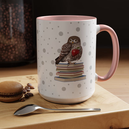 Cute Owl on Books Teacher Mug – Two-Tone Classroom Coffee Cup