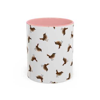 Zaunkönig Tasse mit Streumuster | Vogelmotiv Kaffeebecher für Vogelbeobachter & Naturfreunde – Accent Coffee Mug pink