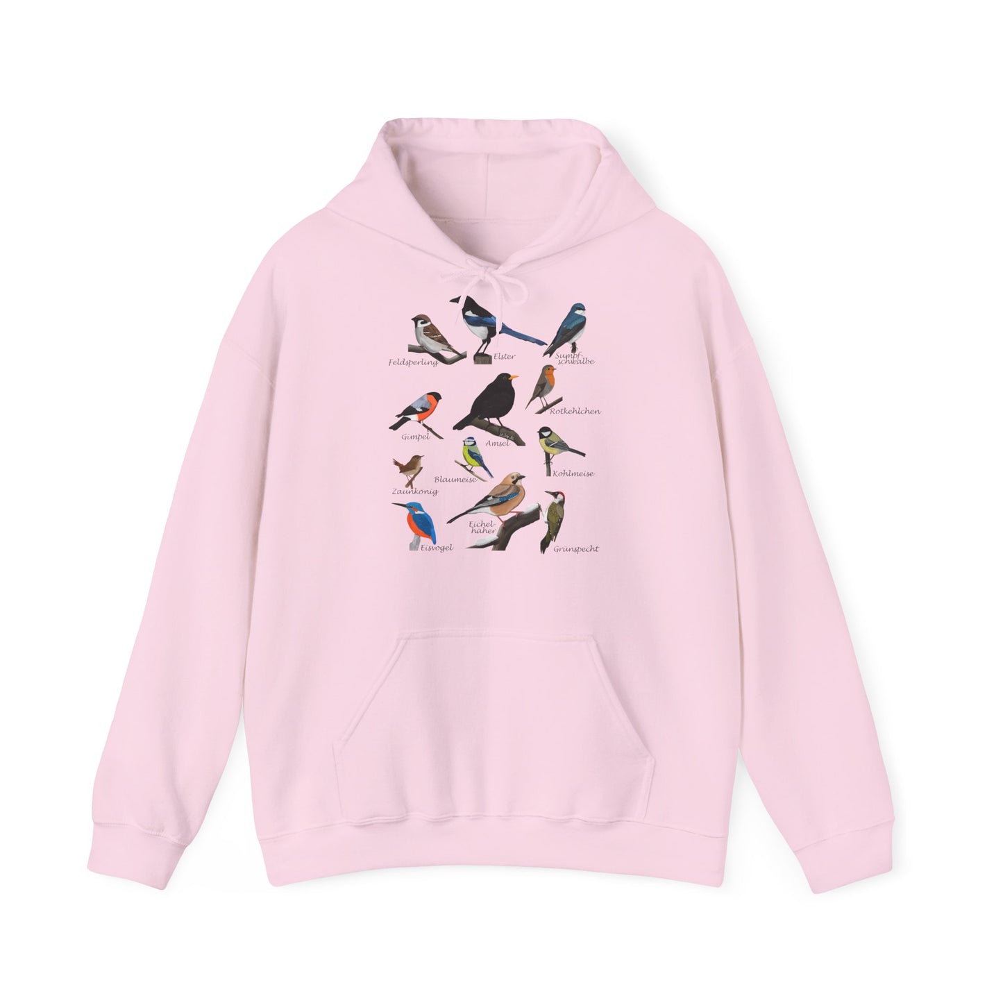 Gartenvögel Vogel Hoodie - Amsel Rotkehlchen Blaumeise Kapuzenpullover für Vogelbeobachter & Naturliebhaber mit Vogelmotiv