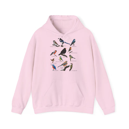 Gartenvögel Vogel Hoodie - Amsel Rotkehlchen Blaumeise Kapuzenpullover für Vogelbeobachter & Naturliebhaber mit Vogelmotiv