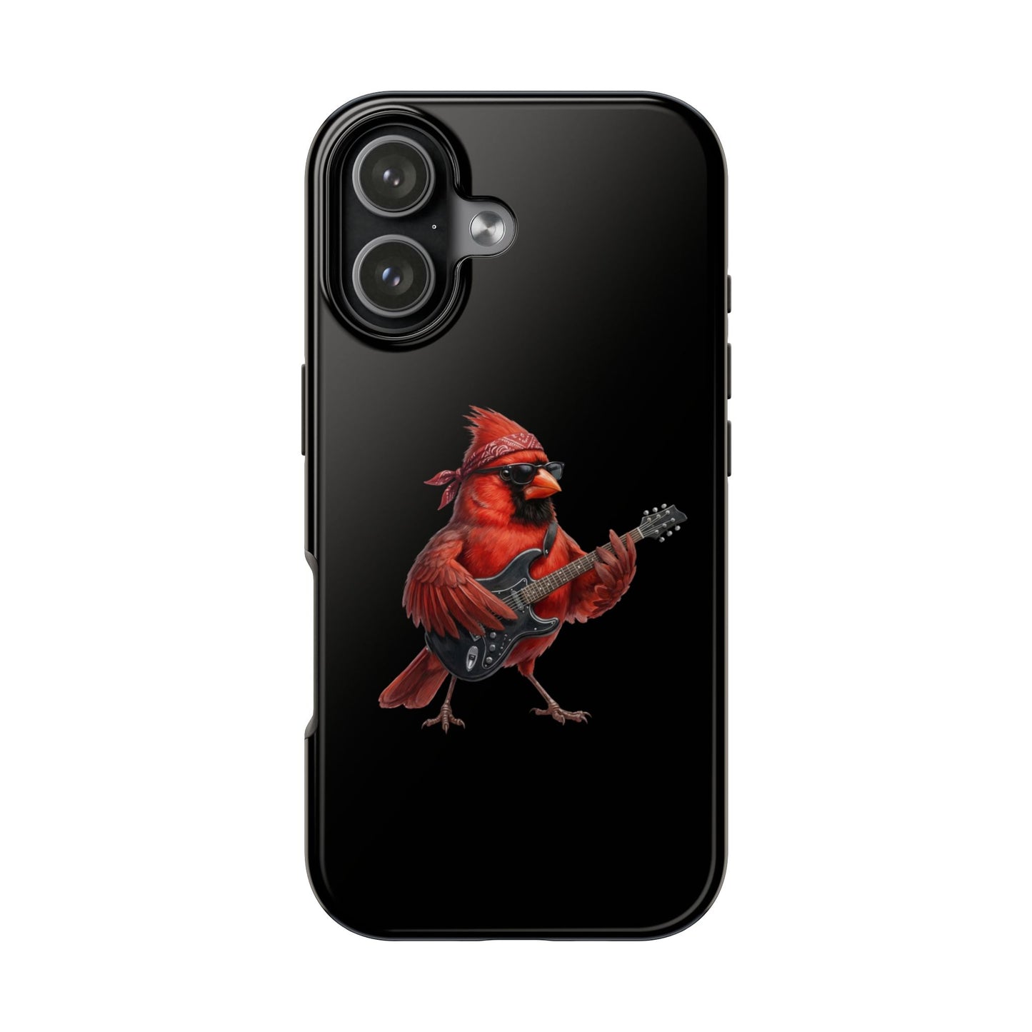 Cardinal with Guitar iPhone Case – Premium Tough Phone Cover Black