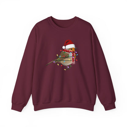 European Robin with Fairy Lights Santa Claus Christmas Bird Sweatshirt