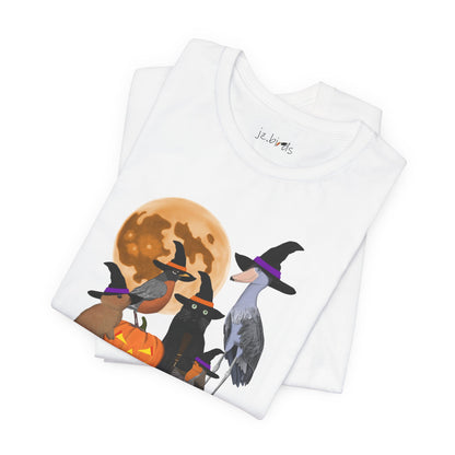 Robin Shoebill with Cat and Bunny Halloween Bird T-Shirt