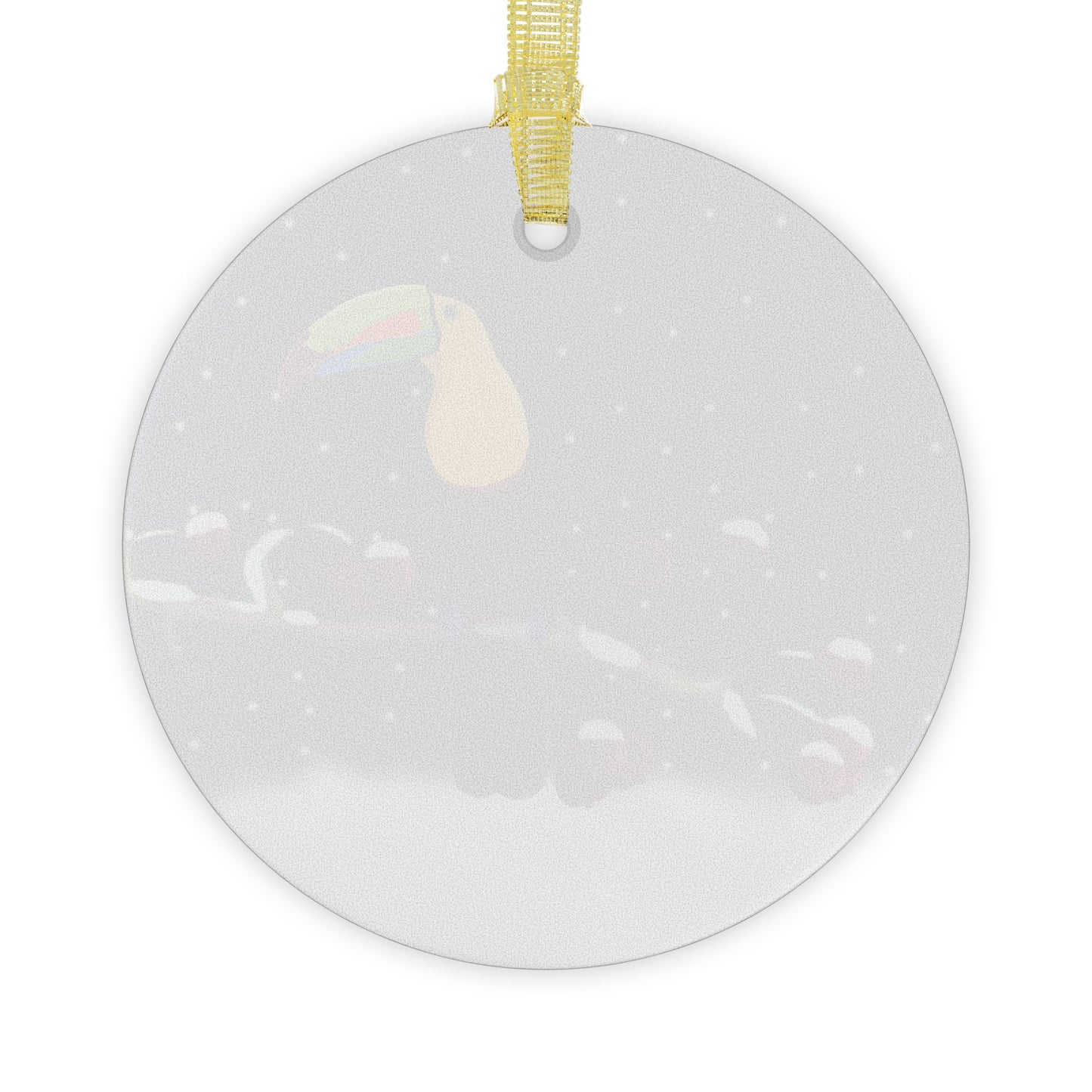 Toucan on a Winter Branch Christmas Bird Glass Ornament