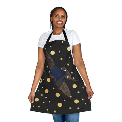 Barn Swallow Golden Dots Birdlover Bird Art Apron Black