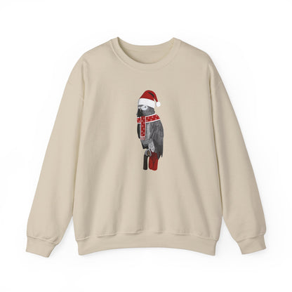 Grey Parrot with Christmas Hat Bird Birdwatcher Sweatshirt