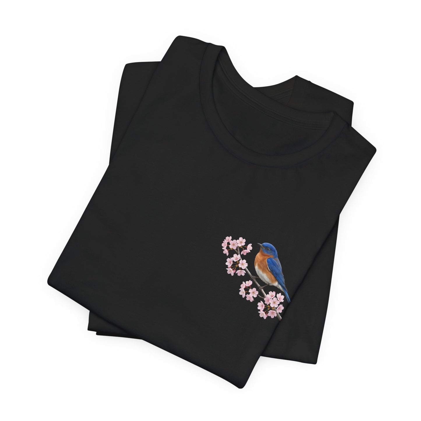 Bluebird Cherry Blossom T-Shirt | Floral Spring Tee for Bird Lovers