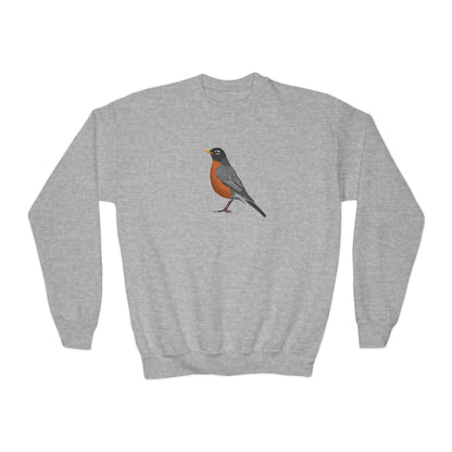 American Robin Bird Birdwatching Youth Crewneck Sweatshirt