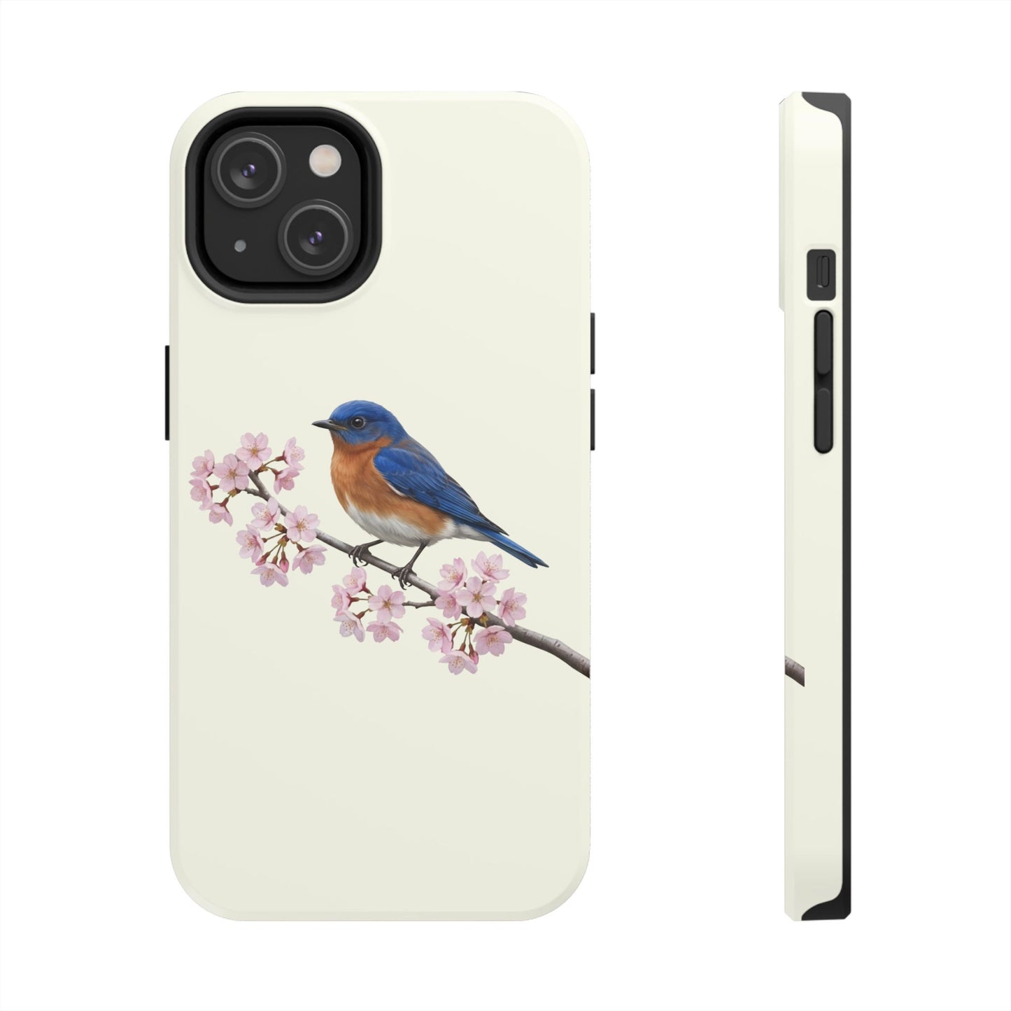 Bluebird & Cherry Blossom Tough iPhone Case Creamy White