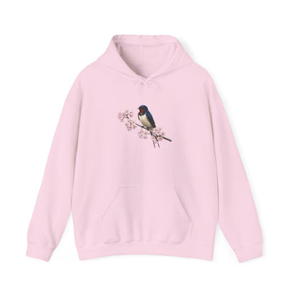 Barn Swallow on a Branch with Cherry Blossoms Hoodie Bird Lover & Bird Watcher | Unisex Sweater | Gift for Bird Lovers