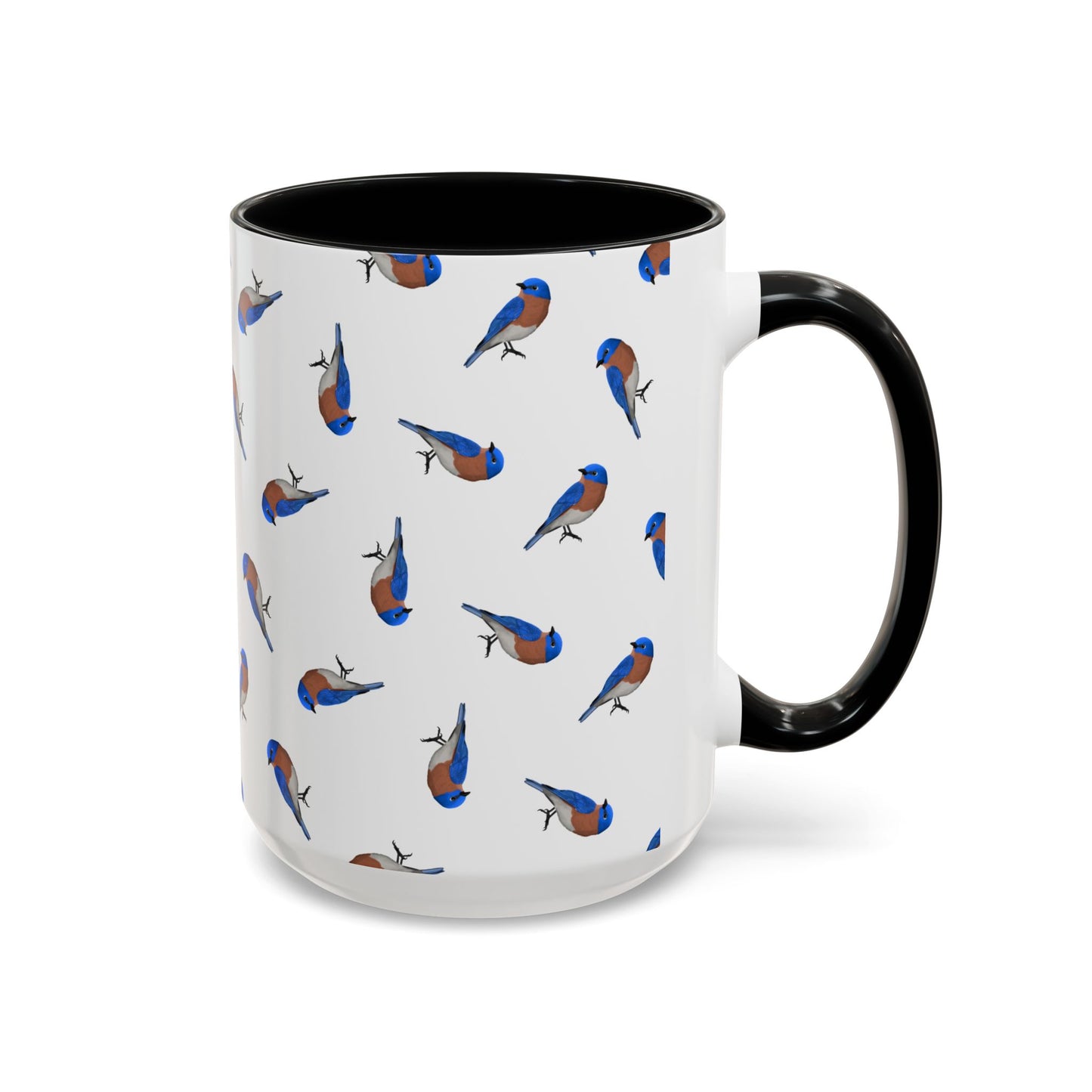 Bluebird All-Over Pattern Accent Mug | Colorful Bird Lover Gift for Birdwatchers