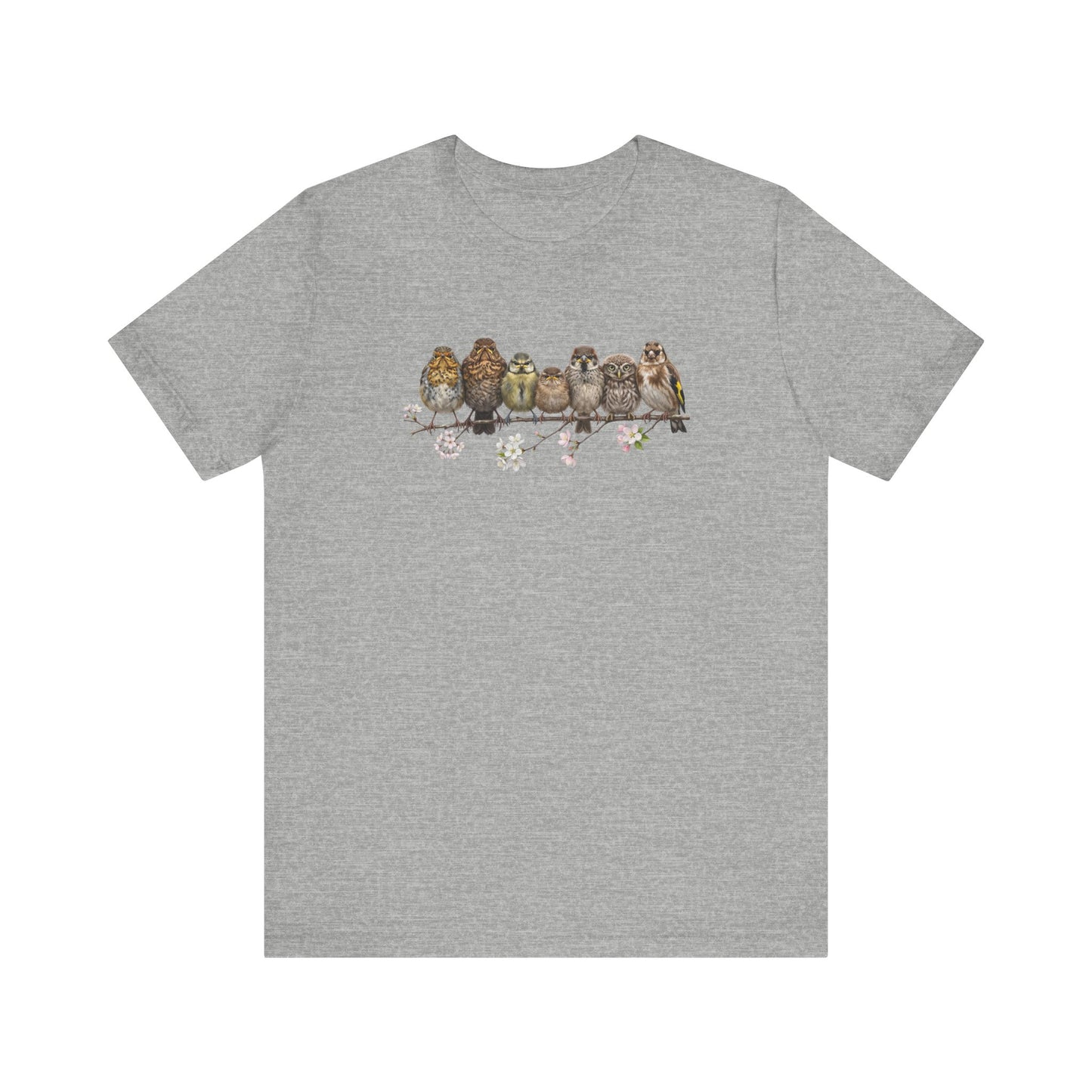Rotkehlchen Amsel Blaumeise Jungvogel Premium T-Shirt | Frühlingsblüten Vogelmotiv für Vogelbeobachter