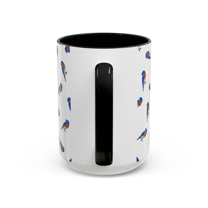 Bluebird All-Over Pattern Accent Mug | Colorful Bird Lover Gift for Birdwatchers