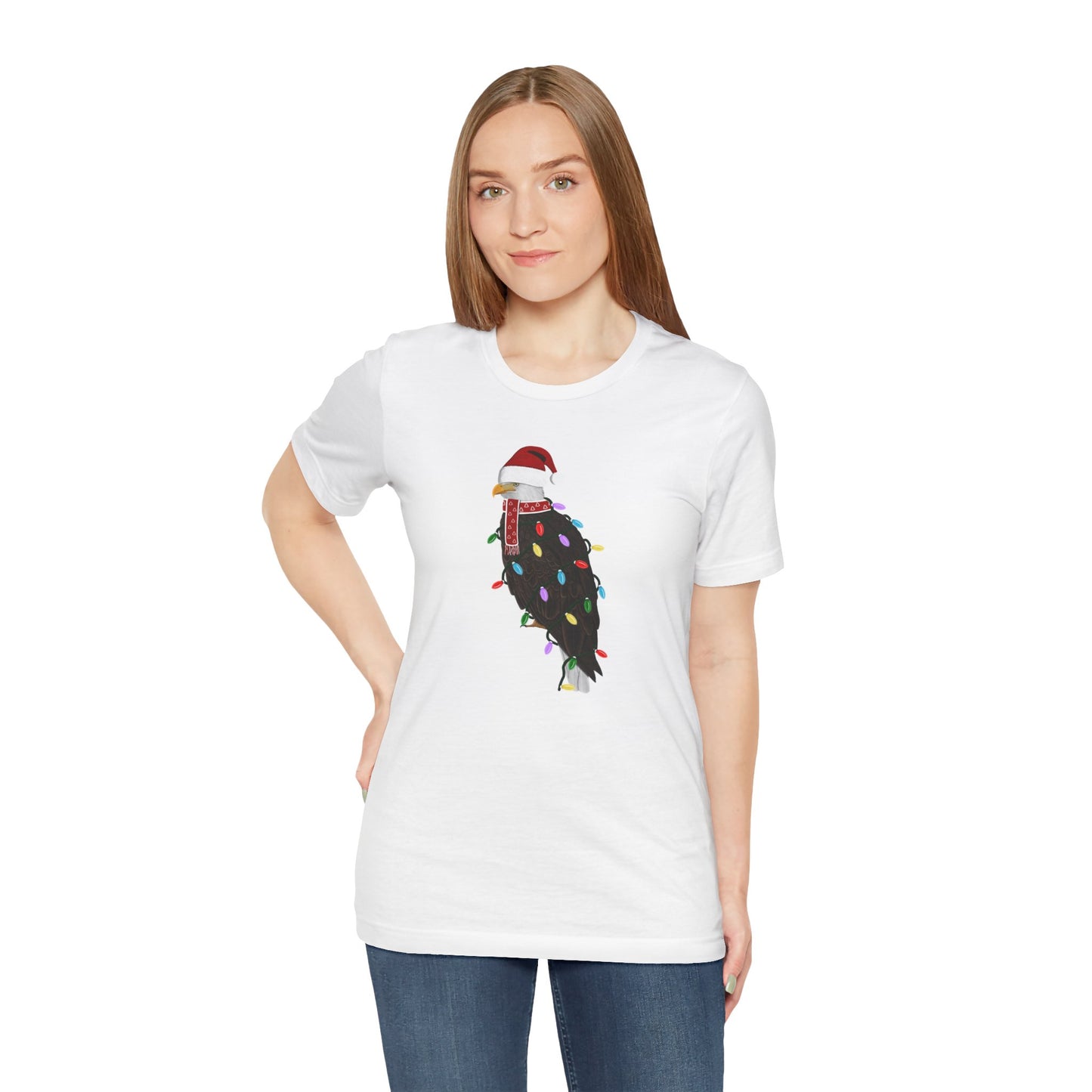 Bald Eagle with Fairy Lights Christmas Bird T-Shirt