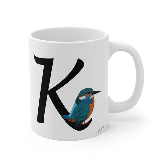 kingfisher letter k bird mug