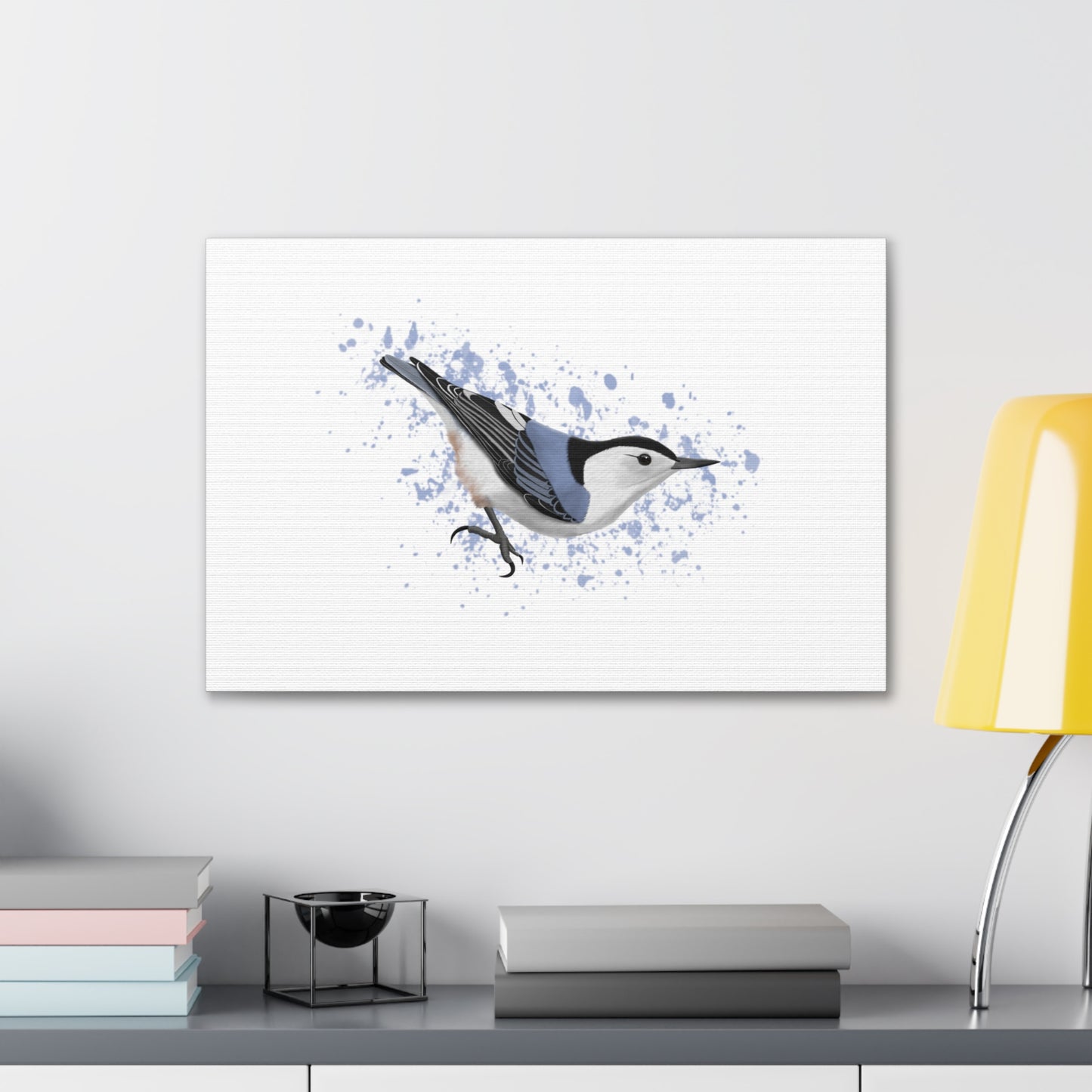 Nuthatch Bird Canvas Gallery Wrap White - jz.birds