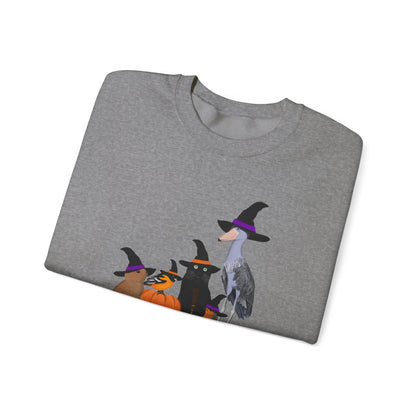 Robin Shoebill Oriole Rabbit with Cat Halloween Birds Sweatshirt