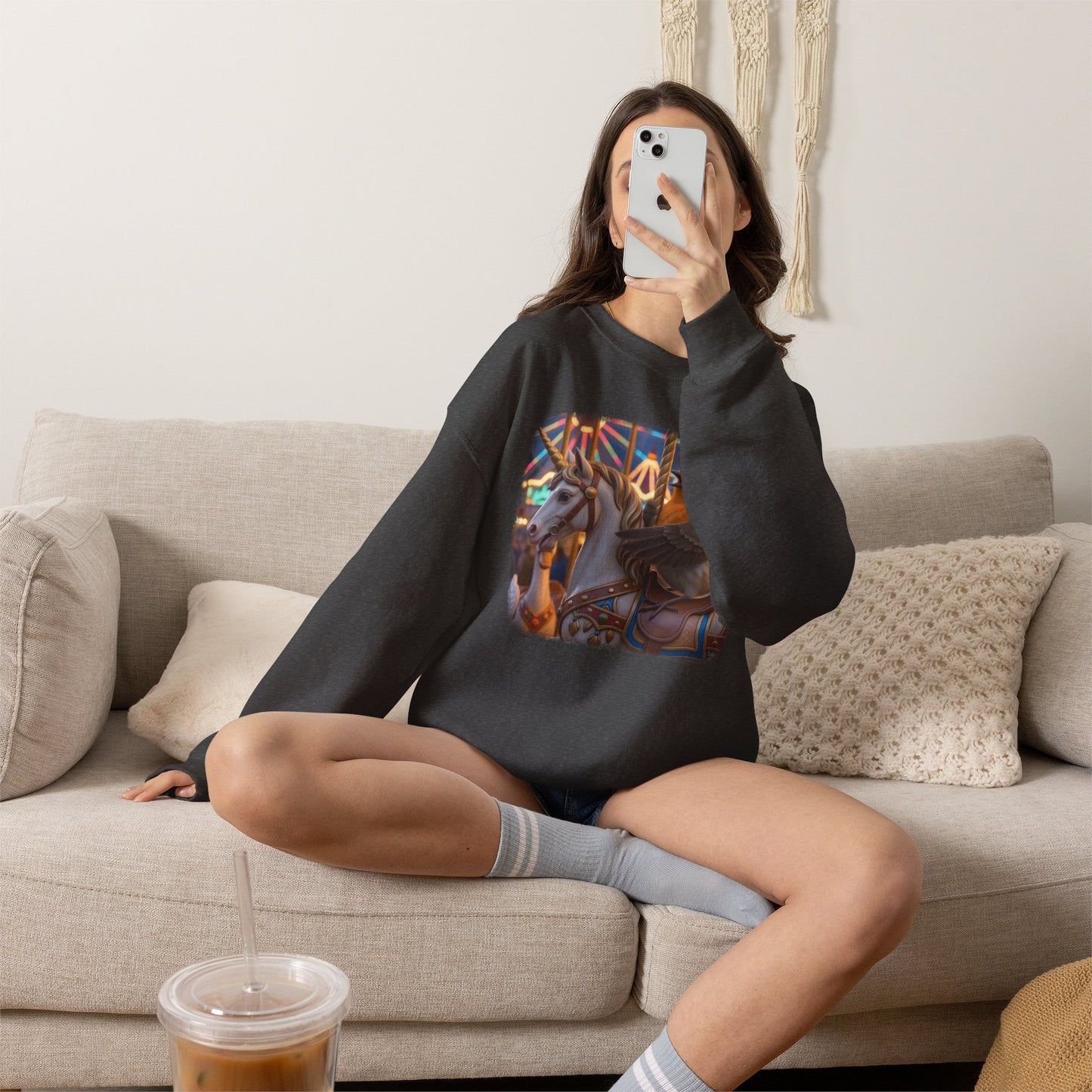 Robin Rosi Unicorn Carousel Premium Sweatshirt for Bird Lovers