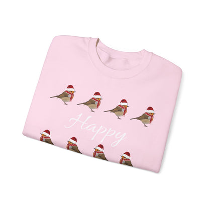 European Robin as Santa with Hat and Scarf Happy Holidays Birdwatcher Christmas Bird Sweatshirt