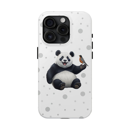 Cute Panda Bear with American Robin Animal iPhone Case - Dual-Layer PC/TPU Protective Cover for iPhone