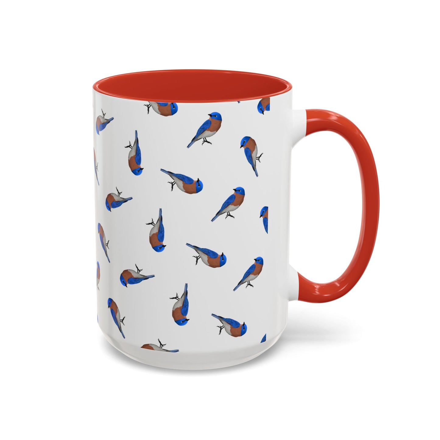 Bluebird All-Over Pattern Accent Mug | Colorful Bird Lover Gift for Birdwatchers