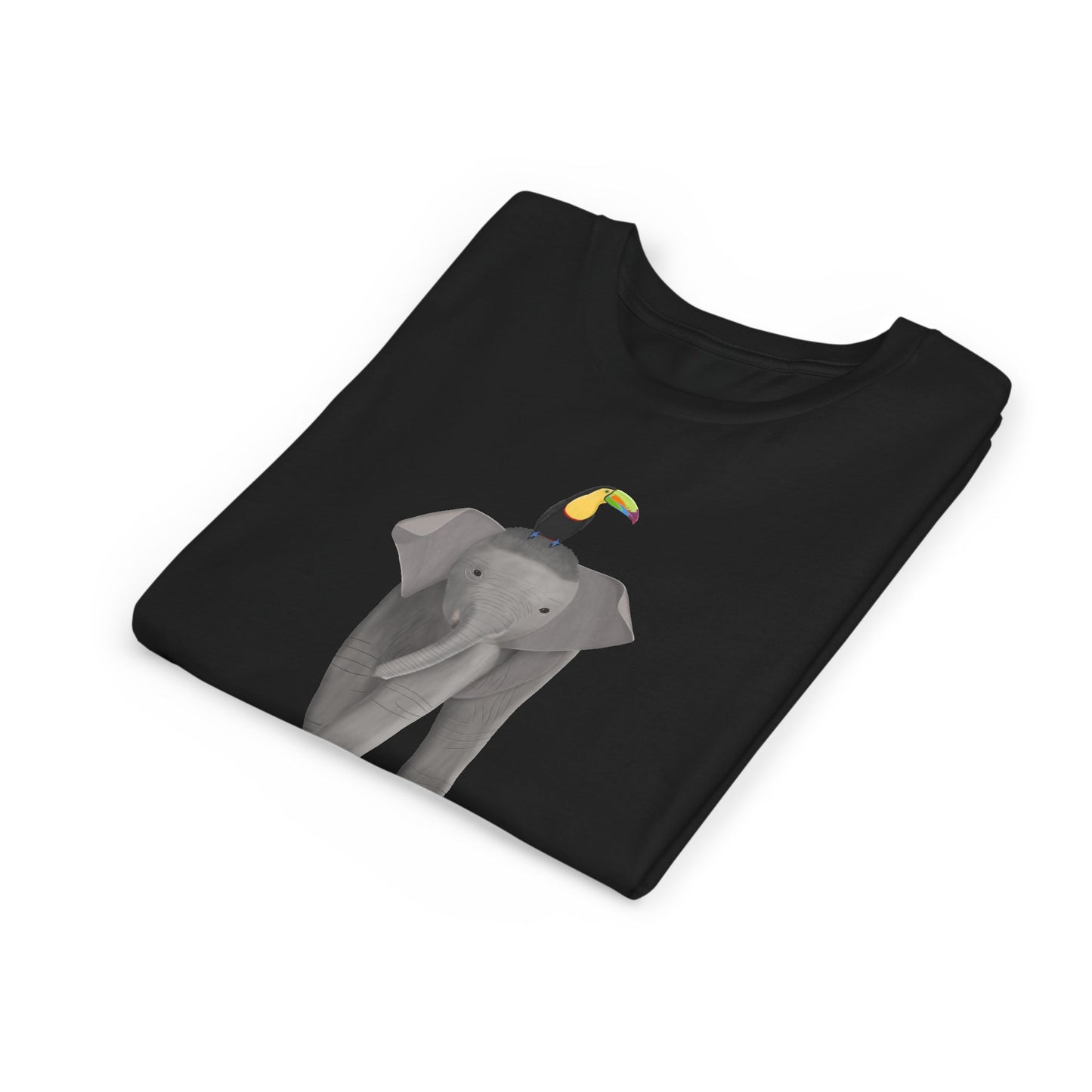 Elephant with Keel Billed Toucan Bird Youth T-Shirt