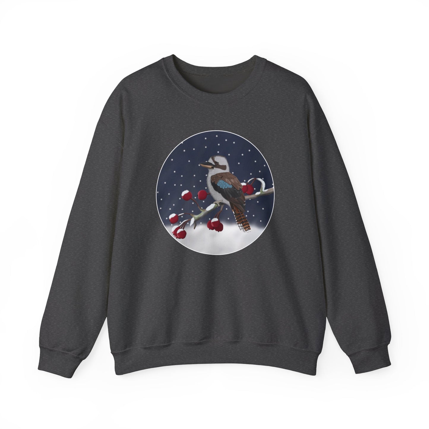 Kookaburra on a Winter Branch Birdwatcher Christmas Bird Sweatshirt